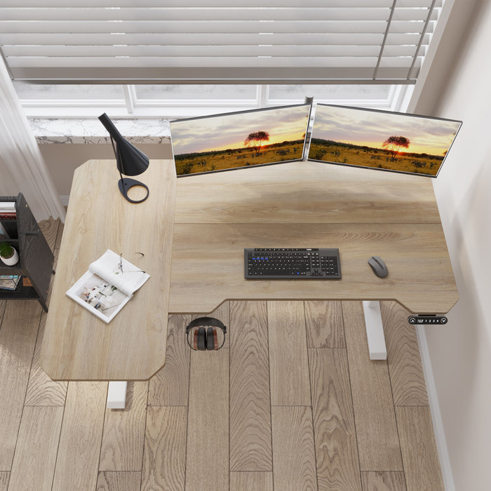 Inbox Zero Daycia Height Adjustable LShape Standing Desk & Reviews